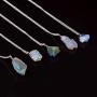 Real Ethiopian Opal Rough Crystals Pendant Necklace Gemstone Natural Raw Crystals Fire Play Energy Healing Crystals, Birthday, Gift for her, 925 Sterling Silver Jewelry 18 inch AA+ Quality