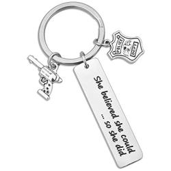 Police Keychain Police to Be Gift She Believed She Could Key Ring for Police Wife Police Student Policeman Graduation Gifts Achievement Gift