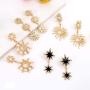 Starburst Dangle Drop Earrings Gold Hexagram Celestial Star Stud Earrings Crystal Pearl Sun Charm Statement Earrings for Women Girls Fashion Wedding Party Jewelry