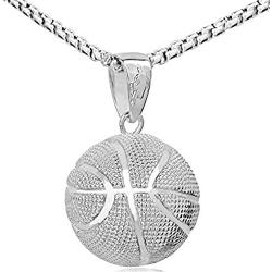 AILUOR Fashion Large Basketball Pendant Necklace Stainless Steel Chain Hip Hop Sports Necklace Fitness Jewelry