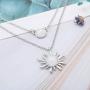 Jovono Boho Multilayered Opal Pendant Necklaces Sun Flower Pendant Chain Jewelry for Women and Girls (Silver)