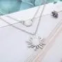 Jovono Boho Multilayered Opal Pendant Necklaces Sun Flower Pendant Chain Jewelry for Women and Girls (Silver) Jovono Boho Multilayered Opal Pendant Necklaces Sun Flower Pendant Chain Jewelry for Women and Girls (Silver)