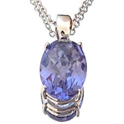 P11014P Classic Mt St Helens Purple Helenite December Birthstone Oval Shape Sterling Silver Pendant