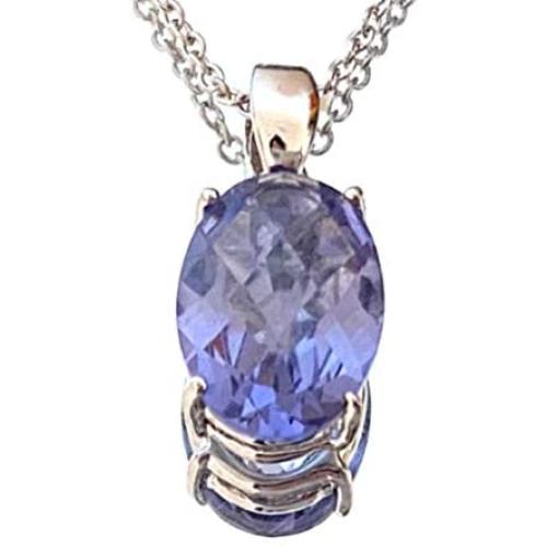 P11014P Classic Mt St Helens Purple Helenite December Birthstone Oval Shape Sterling Silver Pendant
