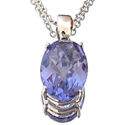 P11014P Classic Mt St Helens Purple Helenite December Birthstone Oval Shape Sterling Silver Pendant