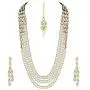 Aheli Classy Bollywood Party Wedding Necklace and Earrings with Maang Tikka Set Indian Traditional Ethnic Festive Jewelry for Women