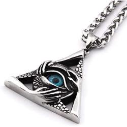 Gungneer Eye of Providence Necklace Pendant Stainless Steel CZ Stones Illuminati Jewelry Biker Accessory Men Women