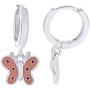 AFFY Jewelry Peach Enamel Butterfly Drop Earrings in 925 Sterling Silver
