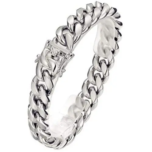 ROWIN&CO Mens Bracelet Heavy Big 316L Stainless Steel Cuban Chain Bracelet Jewelry Hip hop Wrist Link, 8 / 8.5 / 9 inchs ROWIN&CO Mens Bracelet Heavy Big 316L Stainless Steel Cuban Chain Bracelet Jewelry Hip hop Wrist Link, 8 / 8.5 / 9 inchs