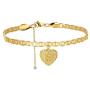 Joycuff Initial Anklets for Women Her Girl 18K Gold Plated Flat Marina Link Anklet Cute Dainty Delicate Tiny Letter Fashion Trendy Heart Unique Ankle Bracelet Personalized Handmade Beach Jewelry