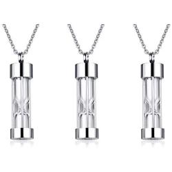 VNOX Memorial Jewellery Stainless Steel Glass Hourglass Shapes Urn Cremation Pendant Necklace,Gold Plated