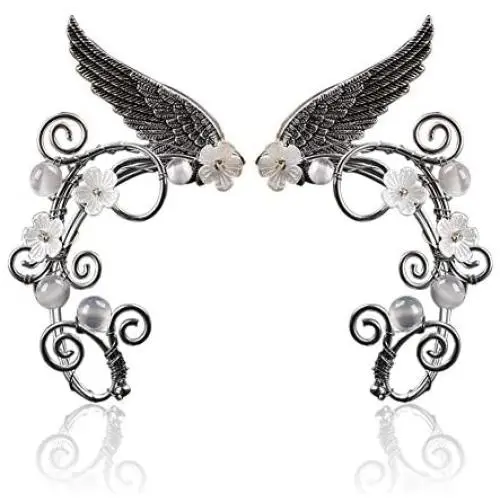 Elf Ear Cuffs Handmade Clip-on Earrings Hollowed Flower Leaf Wing Tassel Filigree Elven Handcraft Fairy Cuff Wrap Earrings for Women Girls Fantasy Halloween Costume, Cosplay, Wedding Jewelry Elf Ear Cuffs Handmade Clip-on Earrings Hollowed Flower Leaf Wing Tassel Filigree Elven Handcraft Fairy Cuff Wrap Earrings for Women Girls Fantasy Halloween Costume, Cosplay, Wedding Jewelry