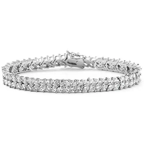 Mariell Silver Platinum Cubic Zirconia Tennis Bracelet for Women - Bridal, Wedding or Everyday Jewelry Mariell Silver Platinum Cubic Zirconia Tennis Bracelet for Women - Bridal, Wedding or Everyday Jewelry