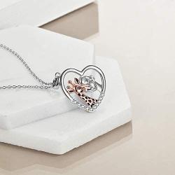 ONEFINITY Giraffe Necklace with Girl 925 Sterling Silver Heart Pendant Jewelry Keep Me in Your Heart Gifts for Women Girlfriend