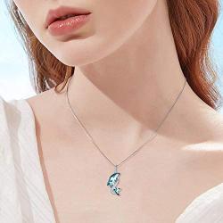 TOUPOP Dolphin Gifts 925 Sterling Silver Dolphin Pendant Necklace with Blue Crystal Dolphin Jewelry Gifts for Mom Women Teen Girls Birthday Mothers Day