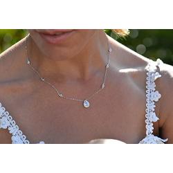 espere Sterling Silver Waterdrop Pear Shape Pendant Droplet Necklace