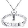 Lock and Key Necklace for Couples Stainless Steel Love Heart Matching Couples Necklaces for Boyfriend and Girlfriend Him Her Set Idea Valentines Day Present with Box