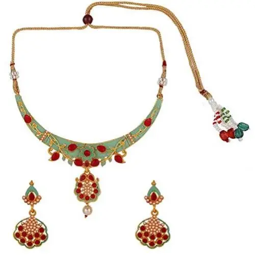 Efulgenz Indian Bollywood 14 K Gold Plated Kundan Faux Pearls Wedding Choker Necklace Earrings Jewelry Set Efulgenz Indian Bollywood 14 K Gold Plated Kundan Faux Pearls Wedding Choker Necklace Earrings Jewelry Set