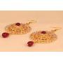 Touchstone Indian Bollywood Ancient Southern Gold Bahubali Inspired Bridal Traditional Jewelry Earrings Embellished With Faux Turquoise For Women