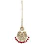 Aheli Exquisite Design Faux Kundan Beaded Earrings Maang Tikka Set Ethnic Indian Jewelry for Women