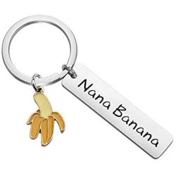 BAUNA Grandma Keychain Ideas Funny Nana Banana Key Ring Grandmother Gift from Granddaughter Grandson For Birthday Mother’s Day