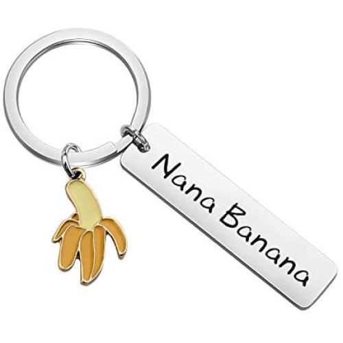 BAUNA Grandma Keychain Ideas Funny Nana Banana Key Ring Grandmother Gift from Granddaughter Grandson For Birthday Mother’s Day