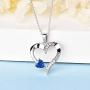 YL Heart Necklace 925 Sterling Silver Love Heart Pendant with 5MM5MM Heart Blue Sapphire/Ruby/Pink/Amethyst/Emerald/Zirconia Birthstone Women Jewelry