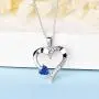 YL Heart Necklace 925 Sterling Silver Love Heart Pendant with 5MM5MM Heart Blue Sapphire/Ruby/Pink/Amethyst/Emerald/Zirconia Birthstone Women Jewelry