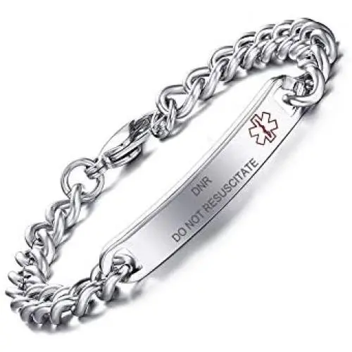 Custom Free Engraving- 8mm High Polished Surgical Steel Chain Medical Alert ID Bracelets for Women and Men Custom Free Engraving- 8mm High Polished Surgical Steel Chain Medical Alert ID Bracelets for Women and Men