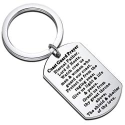 WUSUANED Coast Guard Gift Coast Guard Prayer Keychain Military Jewelry Deployment Gift