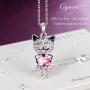 Caperci Cute Lucky Cat Swarovski Crystal Pendant Necklace - Best Christmas Jewelry Gifts for Daughter and Girls