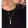 My Shape Rhodium Plated Minimal Italian Horn Pendant Good Luck Protection Necklace Fashion Jewelry