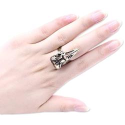 MIXIA Vintage Adjustable Ravens Crow Finger Rings Punk Animal Bird Skull Skeleton Ring Steampunk Jewelry