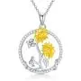 RMREWY 925 Sterling Silver Sunflower Necklace Round Shape Pendant Necklace You are My Sunshine Symbol for Women Girlfriend Wife Mother Her Birthday Gifts