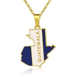 Stainless Steel Guatemala Map Pendant Necklace for Women/Men Map of Guatemala Dripping Oil Charm Jewelry