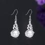 925 Sterling Silver Pearl Drop Earring White Pearl Dangle Earrings with Angel Wing Cubic Zirconia Silver Dangle Earring for Women