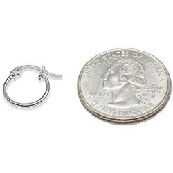 Sterling Silver Small High Polished Round Thin Lightweight Unisex Click-Top Hoop Earrings, Choose a Size & Metal