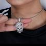 Moca Jewelry Hip Hop Iced Out Bling Personality Skull Pendant 18K Gold Plated Chain Necklace for Men Women