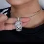 Moca Jewelry Hip Hop Iced Out Bling Personality Skull Pendant 18K Gold Plated Chain Necklace for Men Women