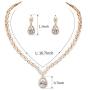WeimanJewelry White Gold/Gold Plated Women Cubic Zirconia CZ Marquise Teardrop Bridal Tennis Necklace and Drop Earring Set for Wedding Brides