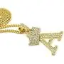 CBC Crown Rhinestone Studded Crown Initial Alphabet Letter Pendant Necklace 24'' Cuban Chain Necklaces in Gold Tone or Silver Tone