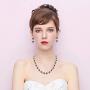 BriLove Womens Wedding Bridal CZ Multi Emerald Cut Halo Collar Necklace Tennis Bracelet Dangle Earrings Set