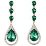 Scarlvambo Wedding Dangle Earrings Chandelier Womens Austrian Crystal Pierced Gold-Tone Emerald Color