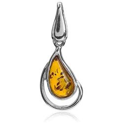 Light Amber Sterling Silver Drop Pendant