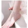 Flyow Anklet for Women S925 Sterling Silver Adjustable Foot Beaded Heart Charm Ankle Bracelet Anklets Jewelry