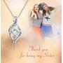 Sllaiss Sterling Silver Engraved “Always My Sister Forever My Friend” Zirconia Pendant Necklace for Women Girls, Sister’s/Friends’ Birthday Gifts, Set with Swarovski Zirconia