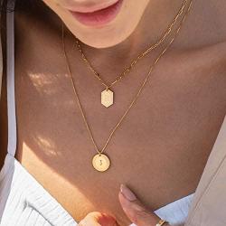 MyNameNecklace Personalized Fontana Initial Round Disc Shape Charm Pendant Necklace in Sterling Silver 925/ Gold Plating- Classic Delicate Jewelry Gift