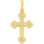 14k Yellow Gold Textured Filigree Eastern Orthodox Cross Pendant (Medium)