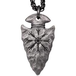 HAQUIL Viking Jewelry Alloy Aegishjalmr Helm of Awe Norse Talisman Pendant Necklace for Men and Women, 19.7''