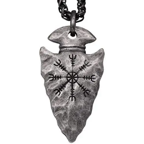 HAQUIL Viking Jewelry Alloy Aegishjalmr Helm of Awe Norse Talisman Pendant Necklace for Men and Women, 19.7'' HAQUIL Viking Jewelry Alloy Aegishjalmr Helm of Awe Norse Talisman Pendant Necklace for Men and Women, 19.7''
